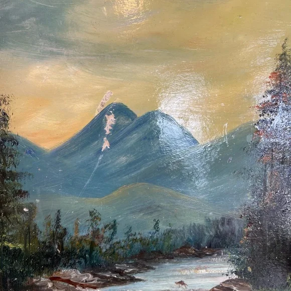 Antique Oil Painting FW Devoe Art Board Mountain Landscape Vintage Artwork Old - Picture 6 of 12
